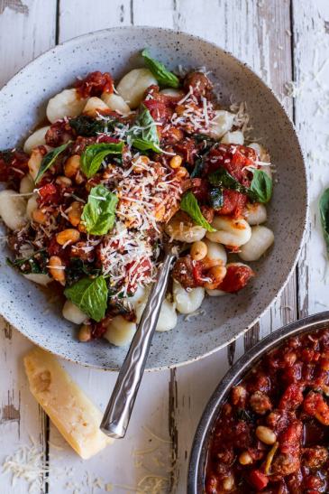 Crockpot-Tuscan-Sausage-and-White-Bean-Ragu-with-Buttered-Gnocchi-1